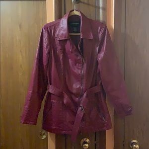 Belted Faux Leather Jacket